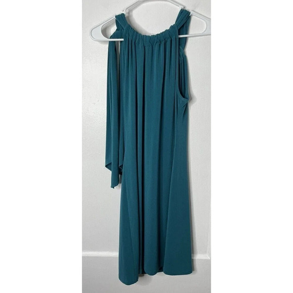 AnnGigli Before 229 Mini Halter Shift Dress Sz 42 Italian Made Green Tie Neck - Picture 3 of 8